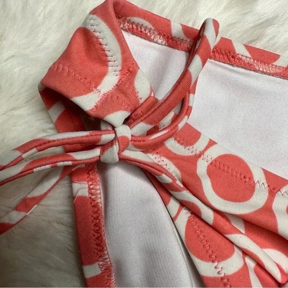 Victoria’s Secret Swim Bottoms Bikini Tie Sides Circles Peach & White Size Large - Picture 2 of 16